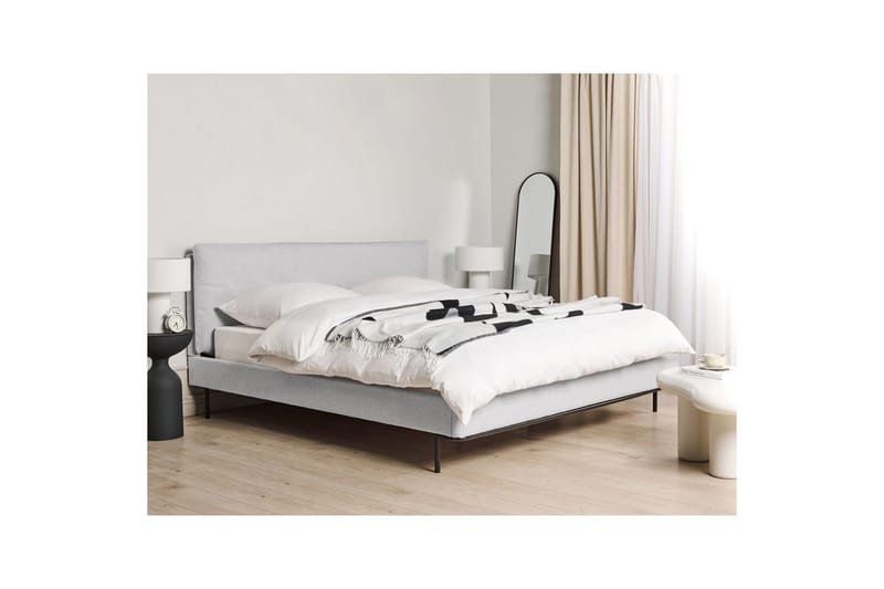 Dubbelsäng Corio med lamellram Grå-Svart, 180x200 cm - Grå-Svart, 180x200 cm - Möbler - Säng - Dubbelsäng