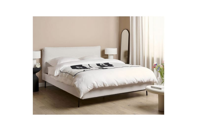 Dubbelsäng Corio med lamellram Vit-Svart, 160x200 cm - Vit-Svart, 160x200 cm - Möbler - Säng - Dubbelsäng
