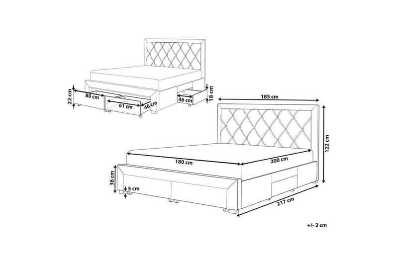 Dubbelsäng Lievin med förvaring 180x200 cm - 180x200 cm - Möbler - Säng - Sängram & sängstomme