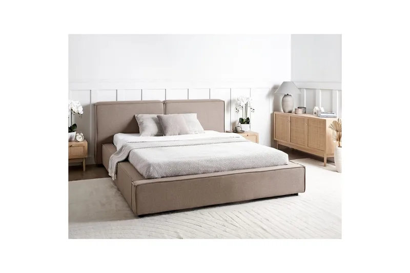 Dubbelsäng Linards med lamellram Brun-Svart, 160x200 cm - Brun-Svart, 160x200 cm - Möbler - Säng - Sängram & sängstomme