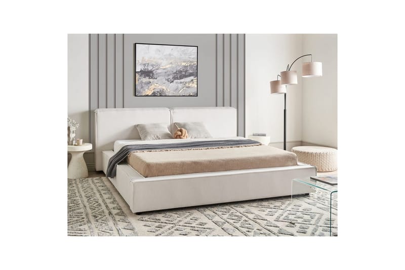Dubbelsäng Linards med lamellram Vit-Svart, 180x200 cm - Vit-Svart, 180x200 cm - Möbler - Säng - Sängram & sängstomme