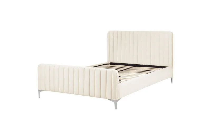 Dubbelsäng Lunan med lamellram Beige-Silver, 140x200 cm - Beige-Silver, 140x200 cm - Möbler - Säng - Sängram & sängstomme
