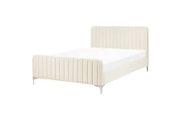 Dubbelsäng Lunan med lamellram Beige-Silver, 140x200 cm - Beige-Silver, 140x200 cm - Möbler - Säng - Sängram & sängstomme