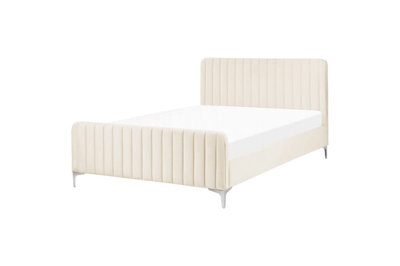 Dubbelsäng Lunan med lamellram Beige-Silver, 140x200 cm - Beige-Silver, 140x200 cm - Möbler - Säng - Dubbelsäng