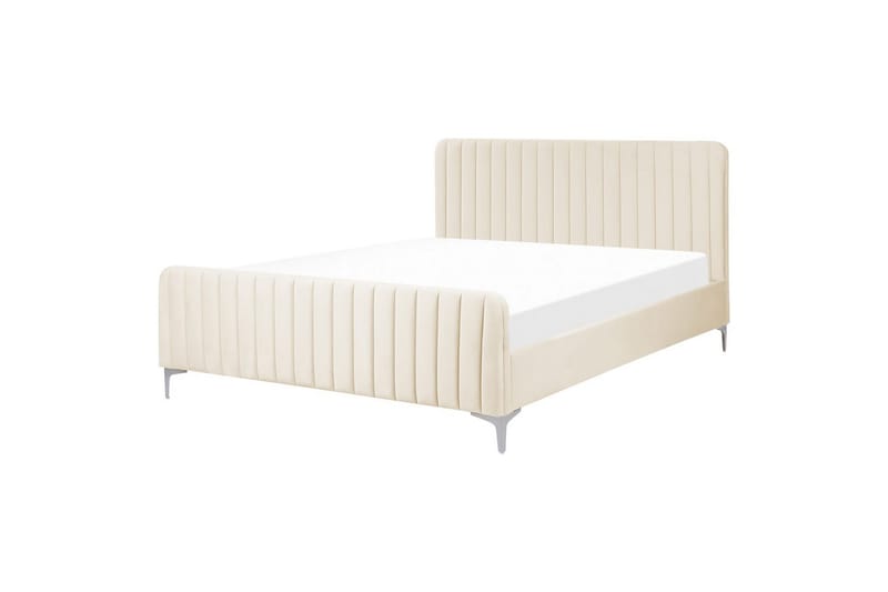 Dubbelsäng Lunan med lamellram Beige-Silver, 160x200 cm - Beige-Silver, 160x200 cm - Möbler - Säng - Ramsäng