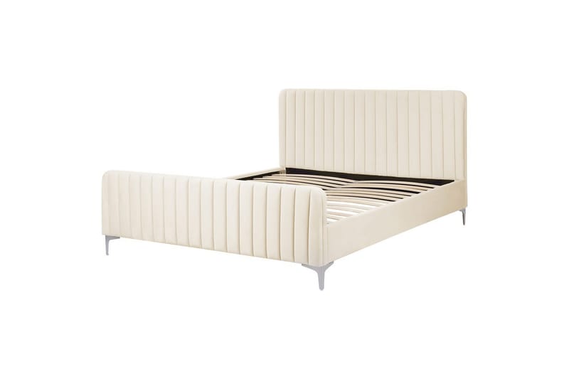 Dubbelsäng Lunan med lamellram Beige-Silver, 160x200 cm - Beige-Silver, 160x200 cm - Möbler - Säng - Ramsäng