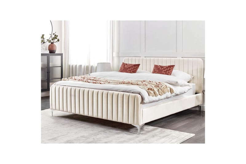 Dubbelsäng Lunan med lamellram Beige-Silver, 180x200 cm - Beige-Silver, 180x200 cm - Möbler - Säng - Ramsäng