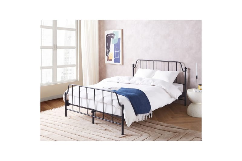 Dubbelsäng Mauressac med lamellram Svart, 140x200 cm - Svart, 140x200 cm - Möbler - Säng - Sängram & sängstomme