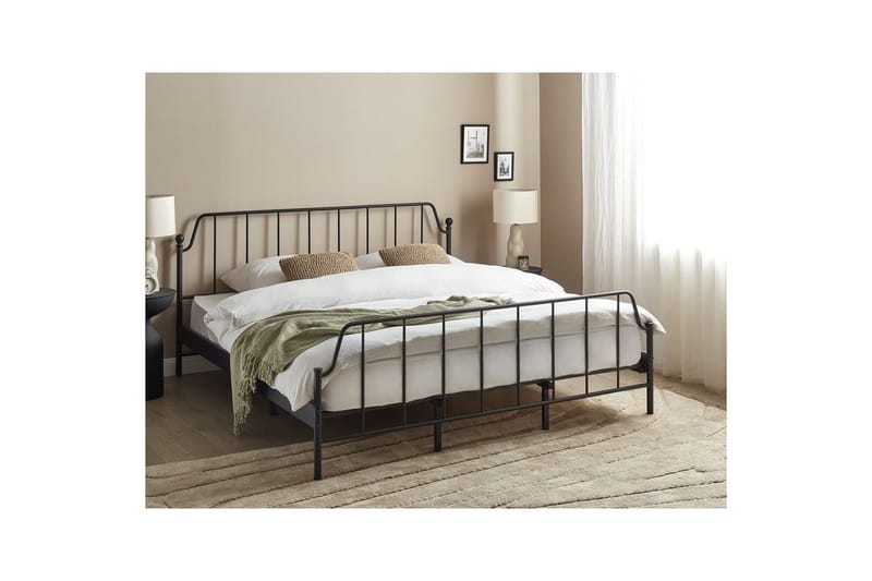 Dubbelsäng Mauressac med lamellram Svart, 180x200 cm - Svart, 180x200 cm - Möbler - Säng - Sängram & sängstomme