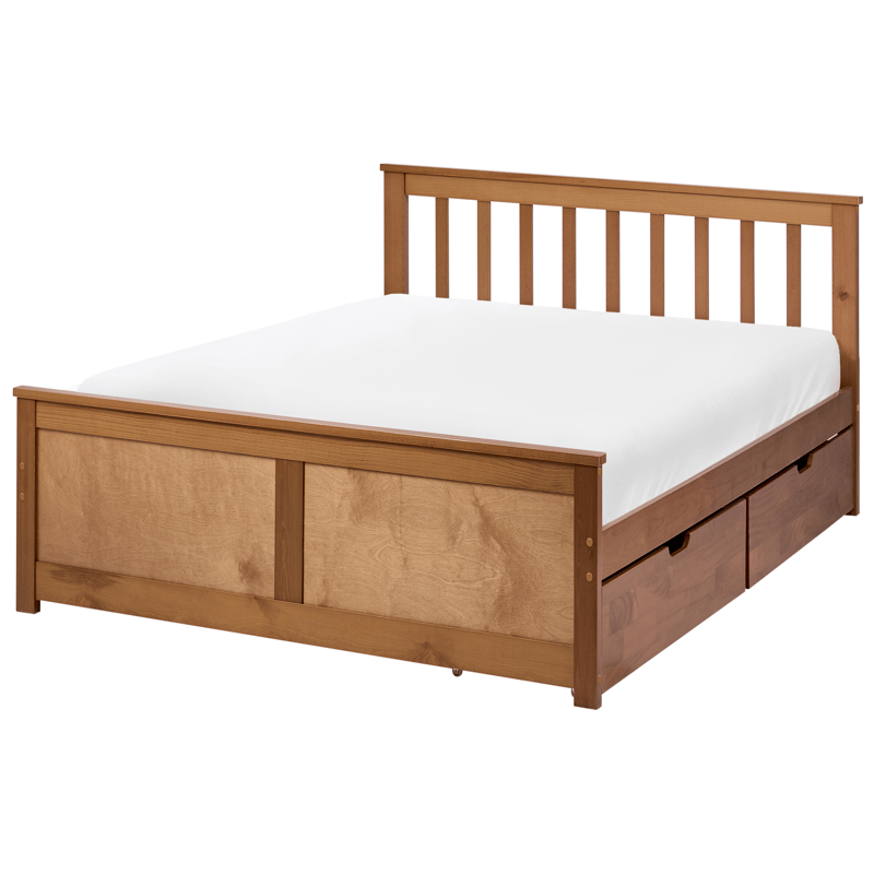 Dubbelsäng med 2 lådor Olendon 120x200 - Brun - Möbler - Säng - Sängram & sängstomme