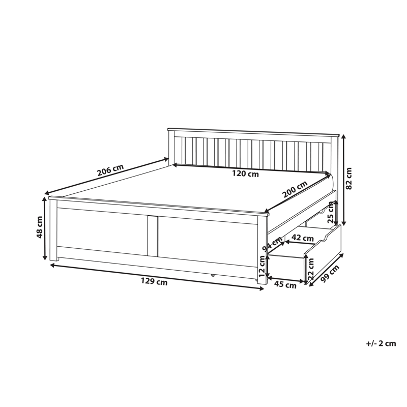 Dubbelsäng med 2 lådor Olendon 120x200 - Brun - Möbler - Säng - Sängram & sängstomme