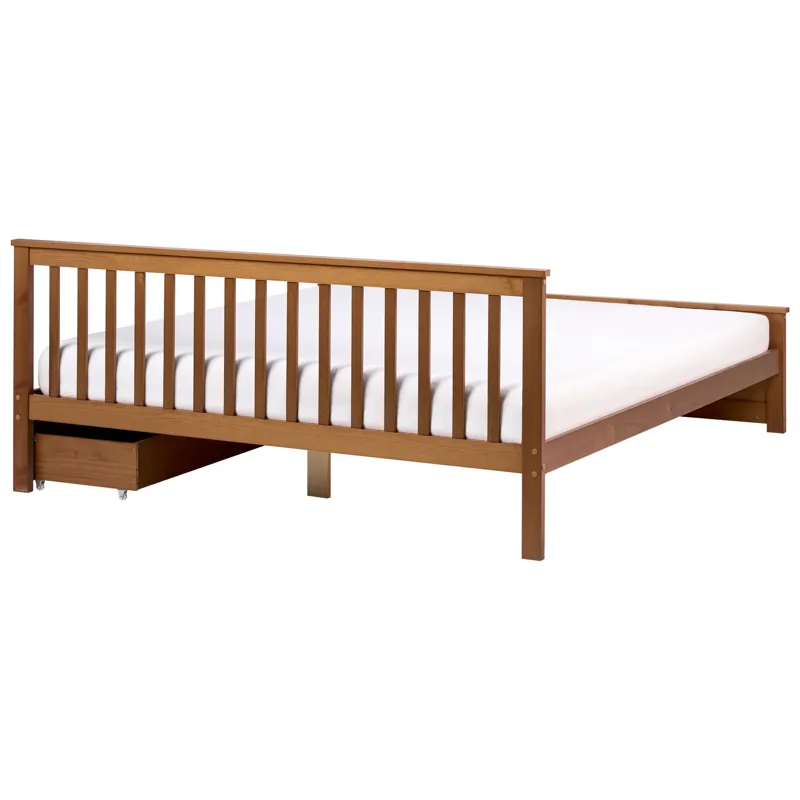 Dubbelsäng med 2 lådor Olendon 180x200 - Brun - Möbler - Säng - Sängram & sängstomme