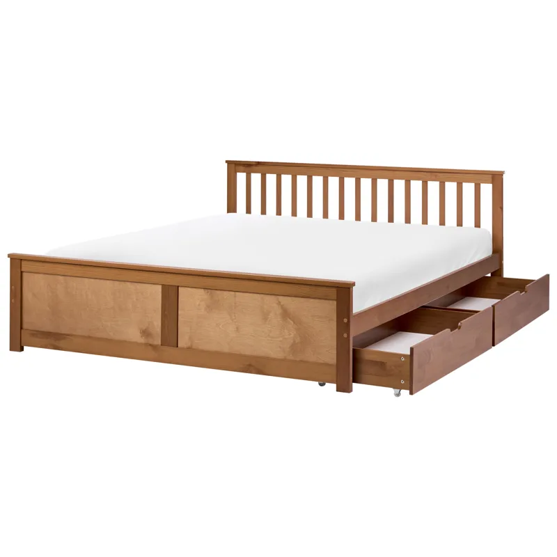 Dubbelsäng med 2 lådor Olendon 180x200, Brun