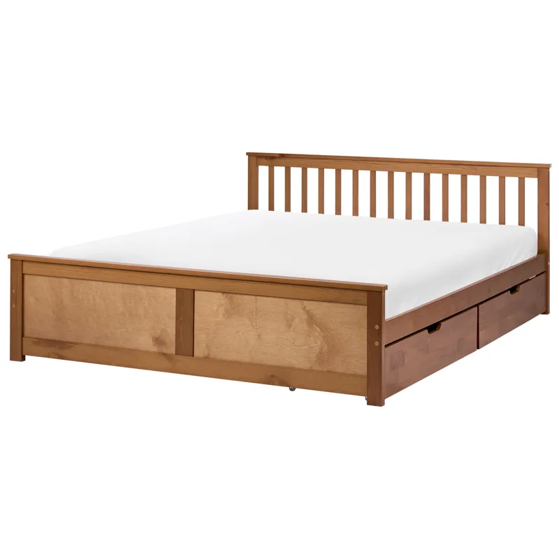 Dubbelsäng med 2 lådor Olendon 180x200 - Brun - Möbler - Säng - Sängram & sängstomme