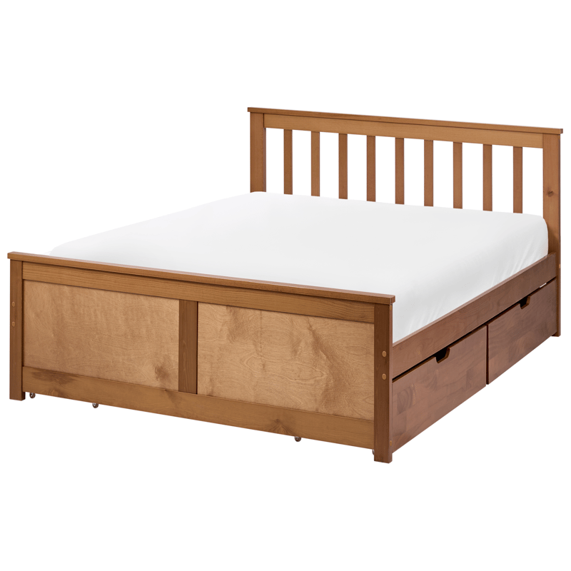 Dubbelsäng med 4 lådor Olendon 120x200 - Brun - Möbler - Säng - Sängram & sängstomme