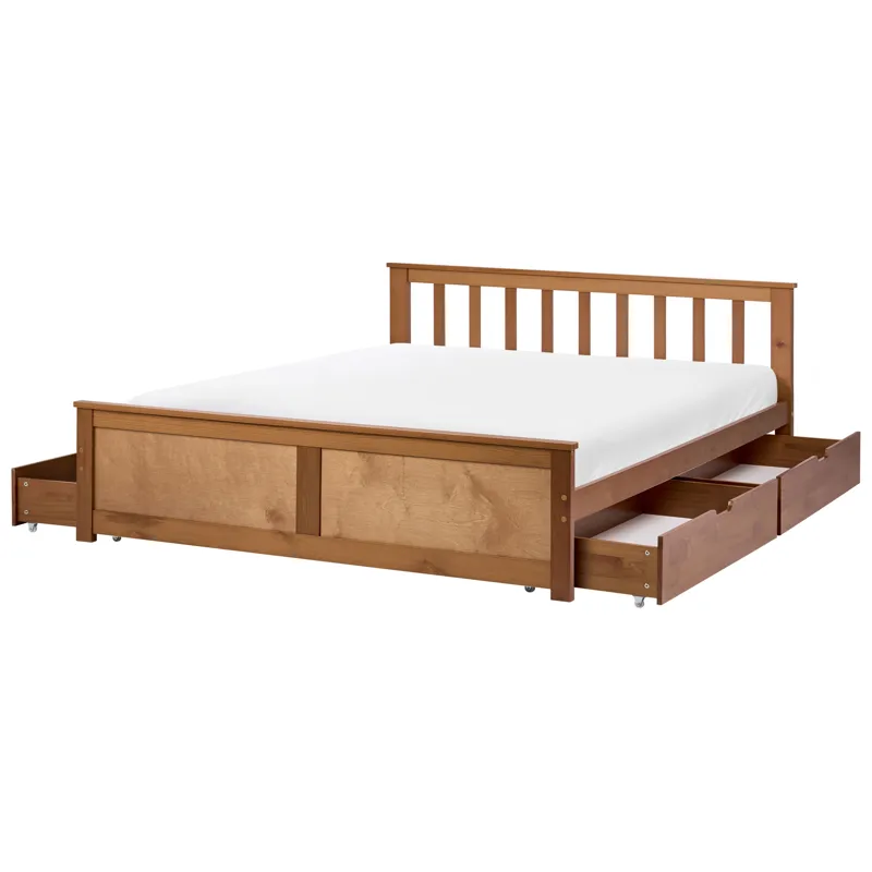 Dubbelsäng med 4 lådor Olendon 120x200, Brun