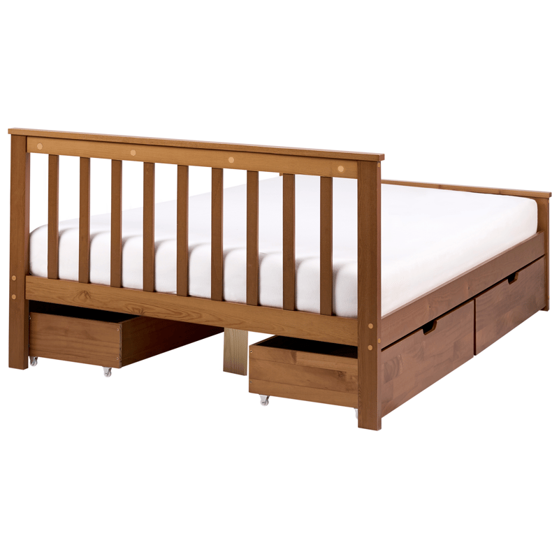 Dubbelsäng med 4 lådor Olendon 120x200 - Brun - Möbler - Säng - Sängram & sängstomme