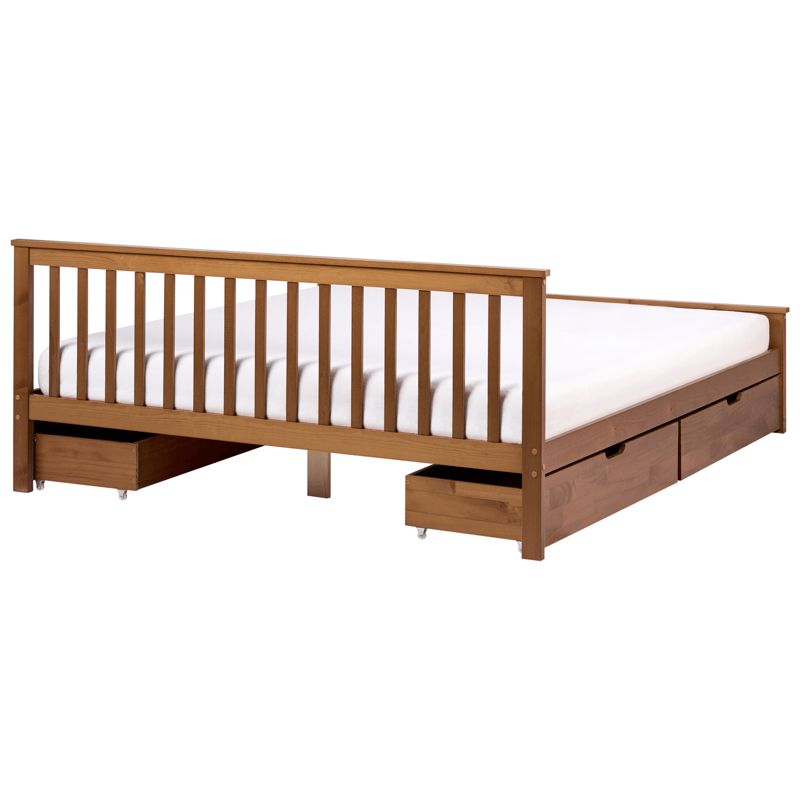 Dubbelsäng med 4 lådor Olendon 180x200 - Brun - Möbler - Säng - Sängram & sängstomme