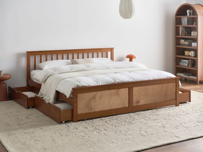 Dubbelsäng med 4 lådor Olendon 180x200 - Brun - Möbler - Säng - Sängram & sängstomme