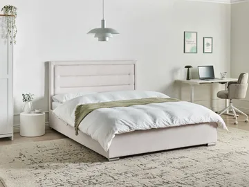 Dubbelsäng med förvaring Rouen 160x200 cm - Ljusbeige - Möbler - Säng - Sängram & sängstomme