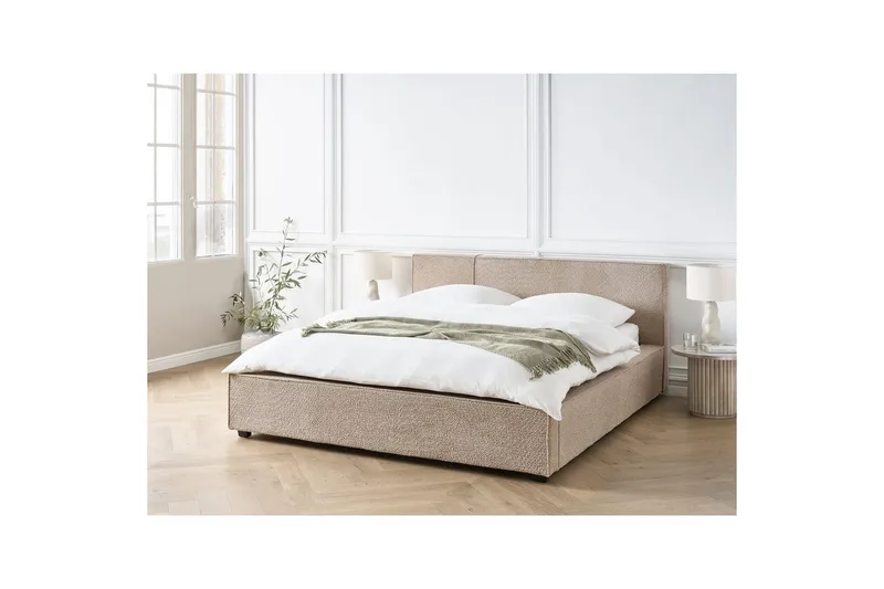 Dubbelsäng Mirande med lamellram Beige, 160x200 cm - Beige, 160x200 cm - Möbler - Säng - Sängram & sängstomme