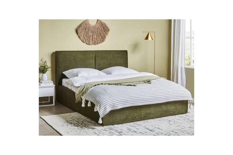 Dubbelsäng Moissac med lamellram Grön-Svart, 160x200 cm - Grön-Svart, 160x200 cm - Möbler - Säng - Sängar med förvaring