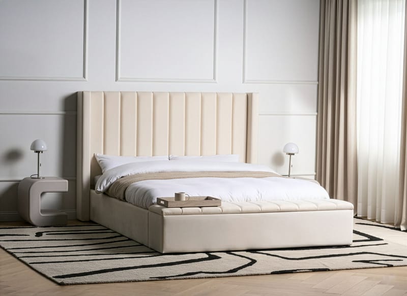 Dubbelsäng Noyers 160x200 cm - Off-White - Möbler - Säng - Sängram & sängstomme