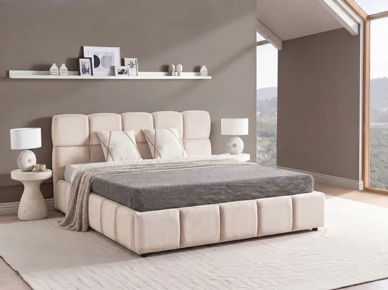 Dubbelsäng Noyon 180x200 cm - Ljusbeige - Möbler - Säng - Sängram & sängstomme