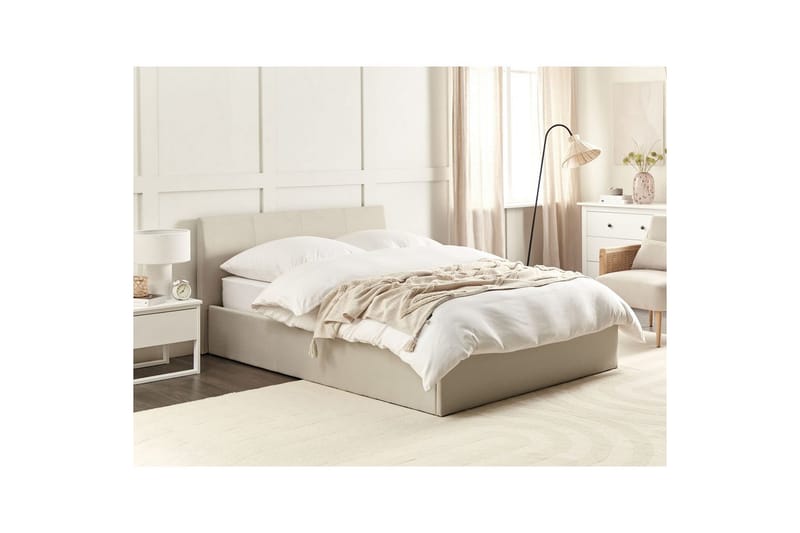 Dubbelsäng Orbey med lamellram Beige, 140x200 cm - Beige, 140x200 cm - Möbler - Säng - Sängram & sängstomme