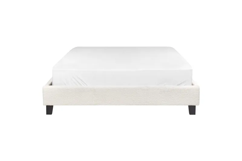 Dubbelsäng Roanne med lamellram Beige-Mörkt Trä, 140x200 cm, Bouclé - Beige-Mörkt Trä, 140x200 cm, Bouclé - Möbler - Säng - Dubbelsäng