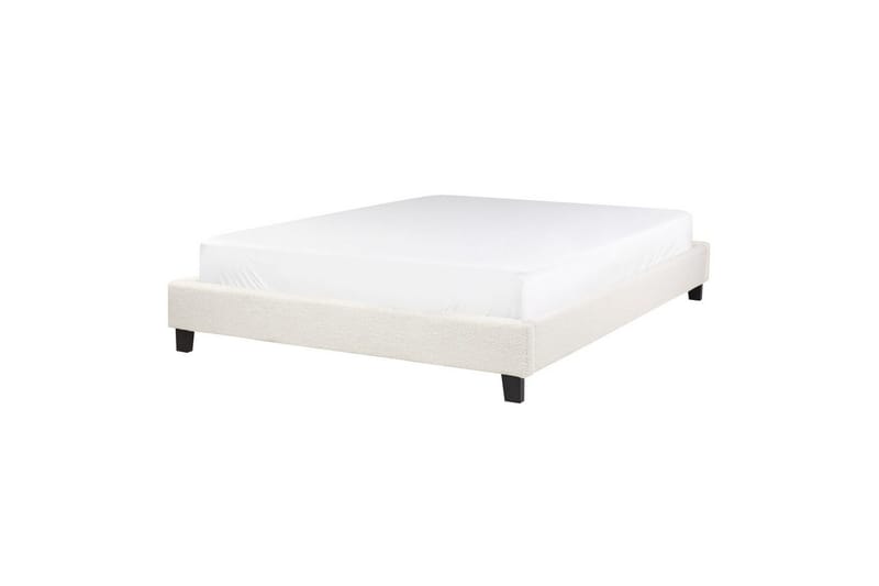 Dubbelsäng Roanne med lamellram Beige-Mörkt Trä, 140x200 cm, Bouclé - Beige-Mörkt Trä, 140x200 cm, Bouclé - Möbler - Säng - Dubbelsäng