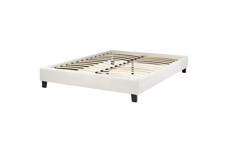 Dubbelsäng Roanne med lamellram Beige-Mörkt Trä, 140x200 cm, Bouclé - Beige-Mörkt Trä, 140x200 cm, Bouclé - Möbler - Säng - Dubbelsäng