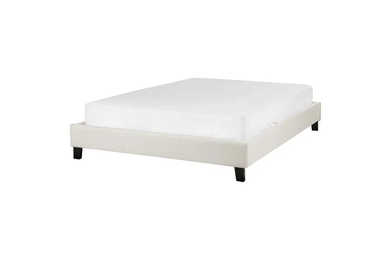 Dubbelsäng Roanne med lamellram Beige-Mörkt Trä, 140x200 cm, Polyester, Beige-Mörkt Trä, 140x200 cm, Polyester