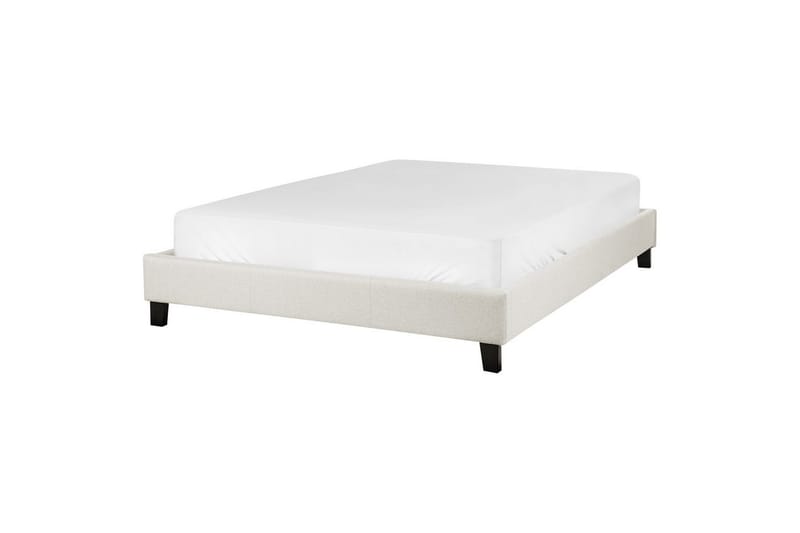 Dubbelsäng Roanne med lamellram Beige-Mörkt Trä, 140x200 cm, Polyester - Beige-Mörkt Trä, 140x200 cm, Polyester - Möbler - Säng - Ramsäng