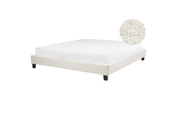 Dubbelsäng Roanne med lamellram Beige-Mörkt Trä, 180x200 cm, Bouclé