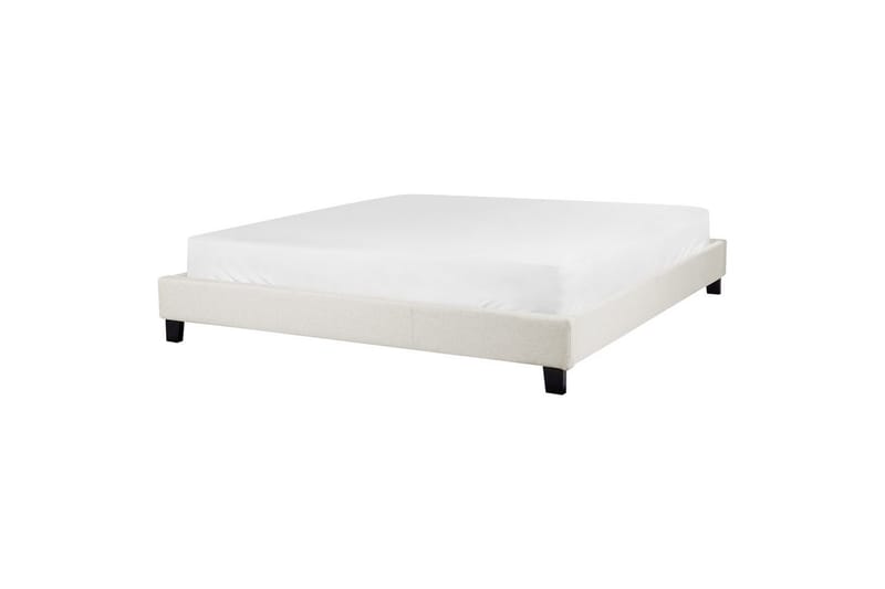 Dubbelsäng Roanne med lamellram Beige-Mörkt Trä, 180x200 cm, Polyester - Beige-Mörkt Trä, 180x200 cm, Polyester - Möbler - Säng - Ramsäng