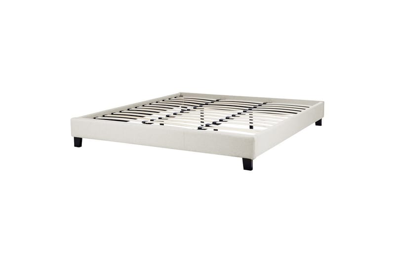 Dubbelsäng Roanne med lamellram Beige-Mörkt Trä, 180x200 cm, Polyester - Beige-Mörkt Trä, 180x200 cm, Polyester - Möbler - Säng - Ramsäng