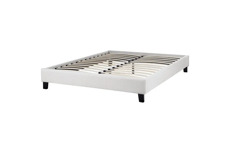 Dubbelsäng Roanne med lamellram Grå-Mörkt Trä, 140x200 cm, Polyester - Grå-Mörkt Trä, 140x200 cm, Polyester - Möbler - Säng - Dubbelsäng