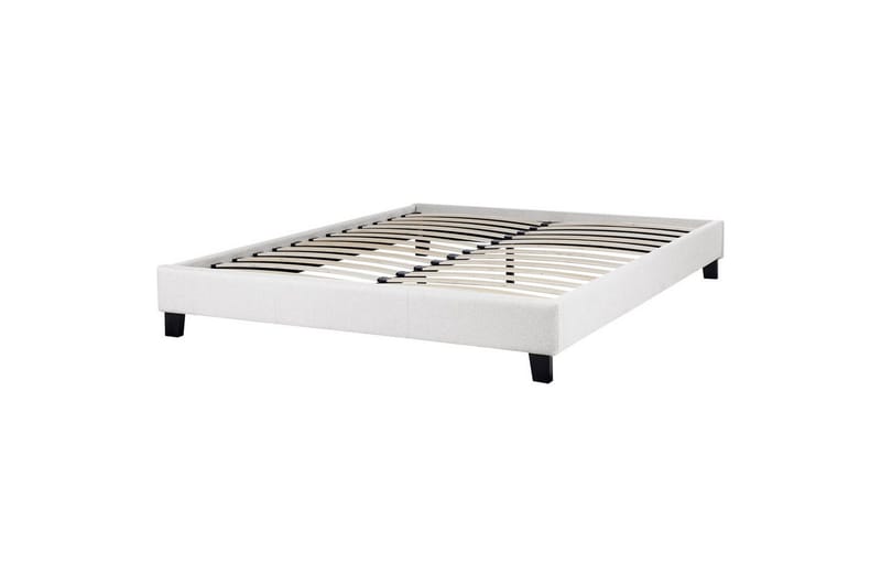 Dubbelsäng Roanne med lamellram Grå-Mörkt Trä, 160x200 cm, Polyester - Grå-Mörkt Trä, 160x200 cm, Polyester - Möbler - Säng - Dubbelsäng