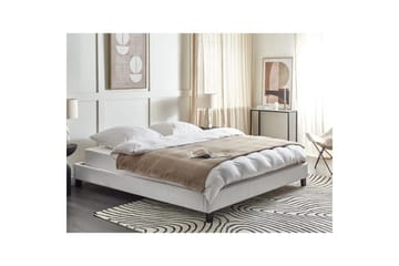 Dubbelsäng Roanne med lamellram Grå-Mörkt Trä, 180x200 cm, Polyester - Grå-Mörkt Trä, 180x200 cm, Polyester - Möbler - Säng - Dubbelsäng