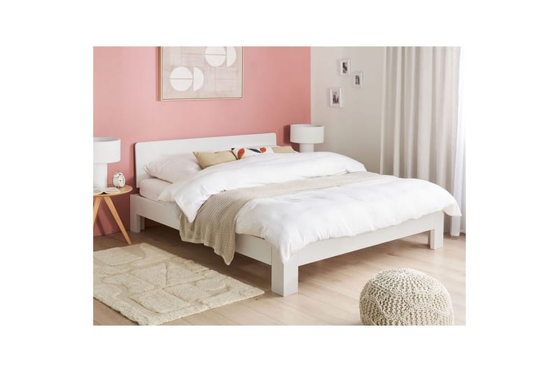 Dubbelsäng Royan med lamellram Vit, 160x200 cm - Vit, 160x200 cm - Möbler - Säng - Sängram & sängstomme