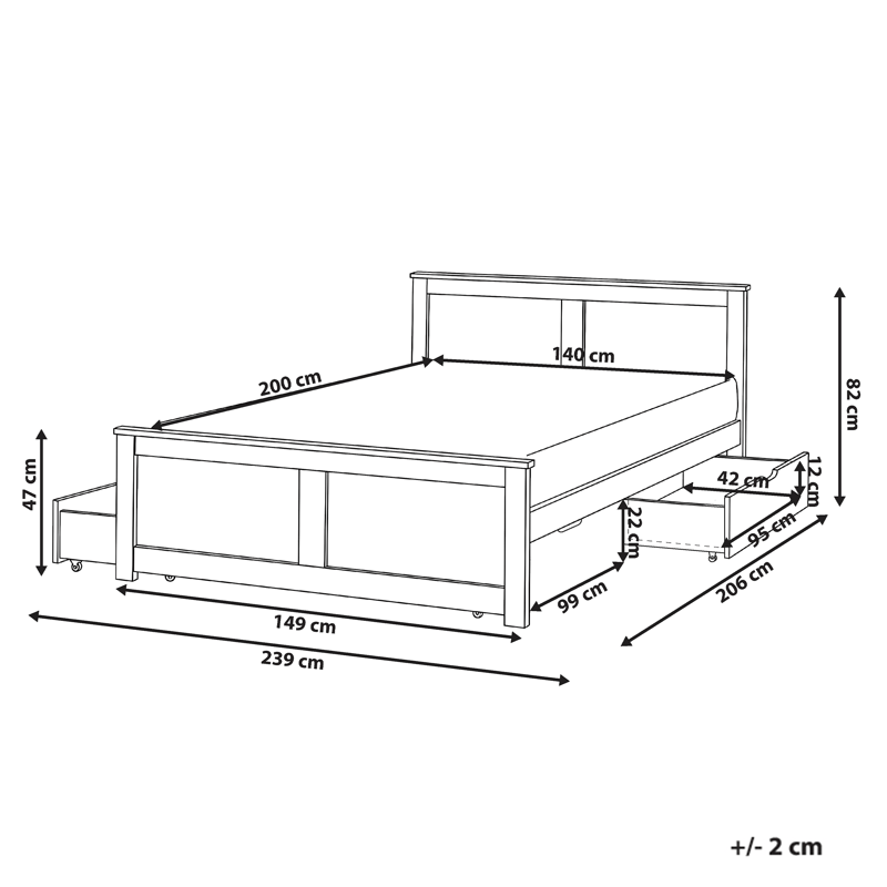 Dubbelsäng Sabran 180x200 - Vit - Möbler - Säng - Sängram & sängstomme