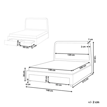 Dubbelsäng Sardent 140x200 - Off-White - Möbler - Säng - Sängram & sängstomme