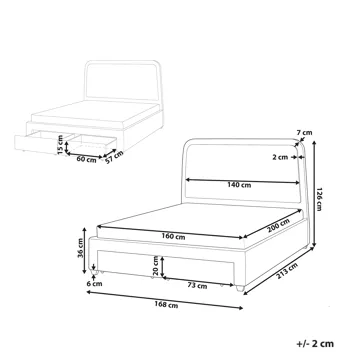 Dubbelsäng Sardent 160x200 - Off-white - Möbler - Säng - Sängram & sängstomme