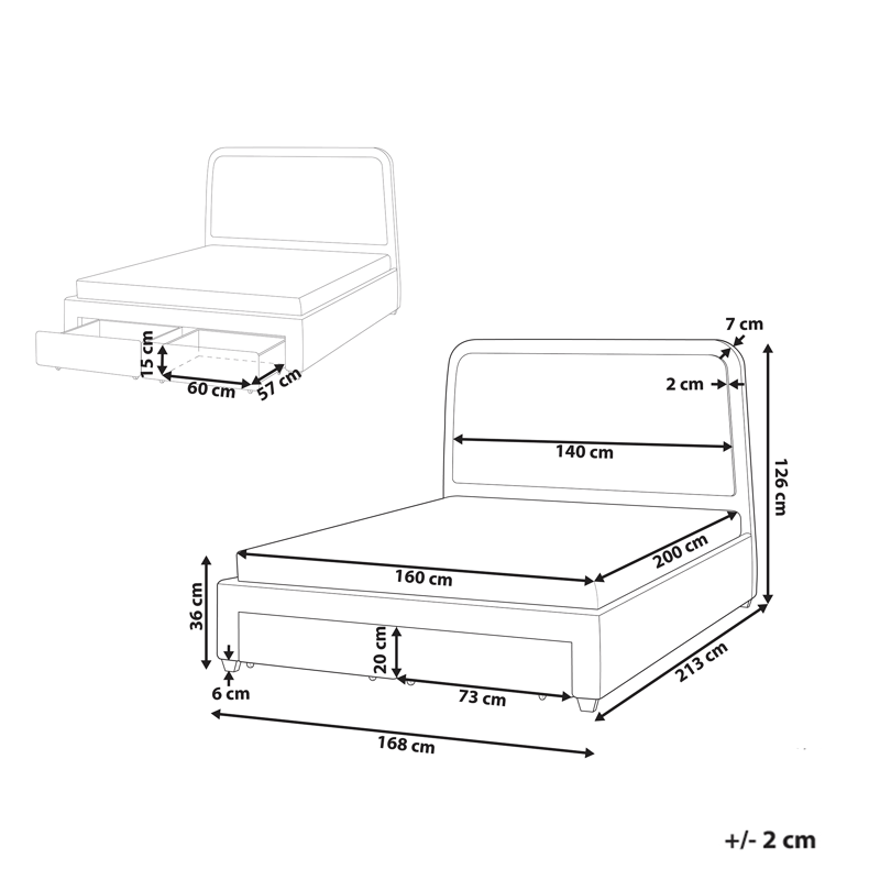 Dubbelsäng Sardent 160x200 - Off-white - Möbler - Säng - Sängram & sängstomme