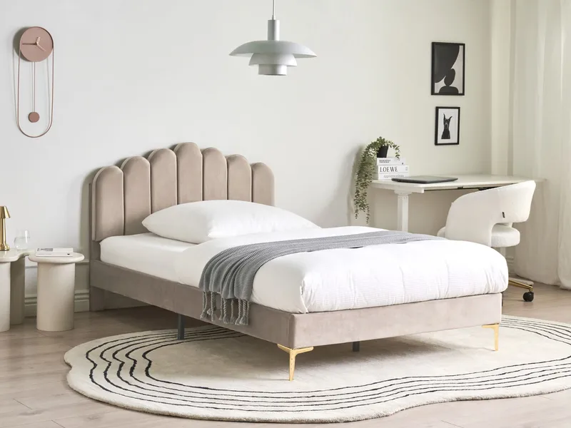Dubbelsäng Sauvian 120x200 cm - Taupe - Möbler - Säng - Sängram & sängstomme