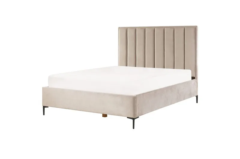 Dubbelsäng Sezanne med förvaring Beige-Grå-Svart, 160x200 cm - Beige-Grå-Svart, 160x200 cm - Möbler - Säng - Sängram & sängstomme