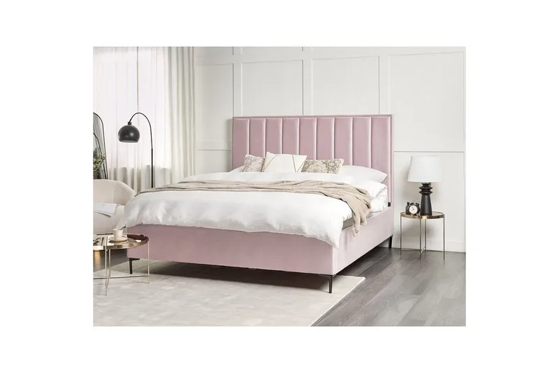 Dubbelsäng Sezanne med förvaring Rosa-Svart, 180x200 cm - Rosa-Svart, 180x200 cm - Möbler - Säng - Sängram & sängstomme