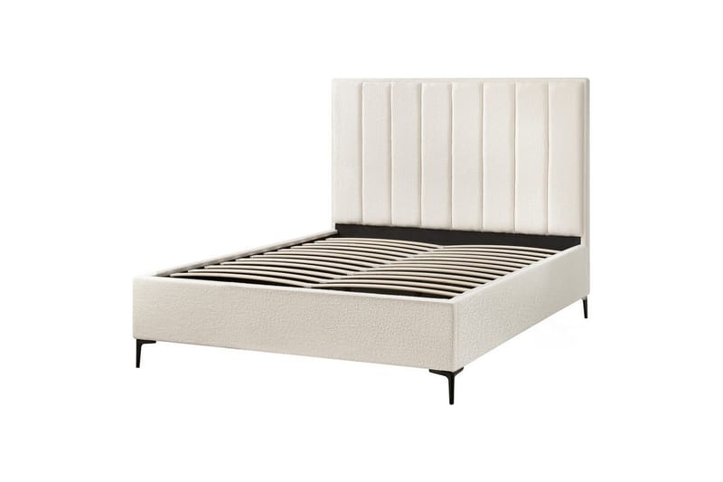 Dubbelsäng Sezanne med lamellram Vit-Svart, 160x200 cm - Vit-Svart, 160x200 cm - Möbler - Säng - Sängram & sängstomme