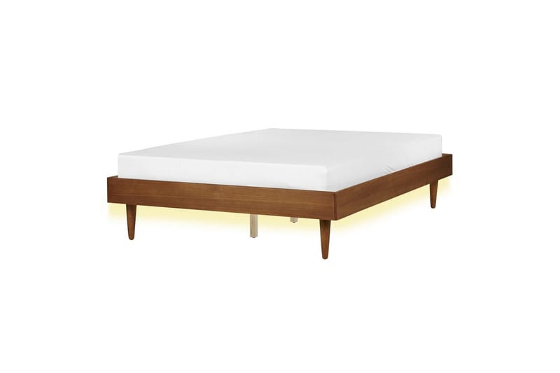 Dubbelsäng Toucy med LED-belysning Ljus Trä, 140x200 cm - Ljus Trä, 140x200 cm - Möbler - Säng - Dubbelsäng